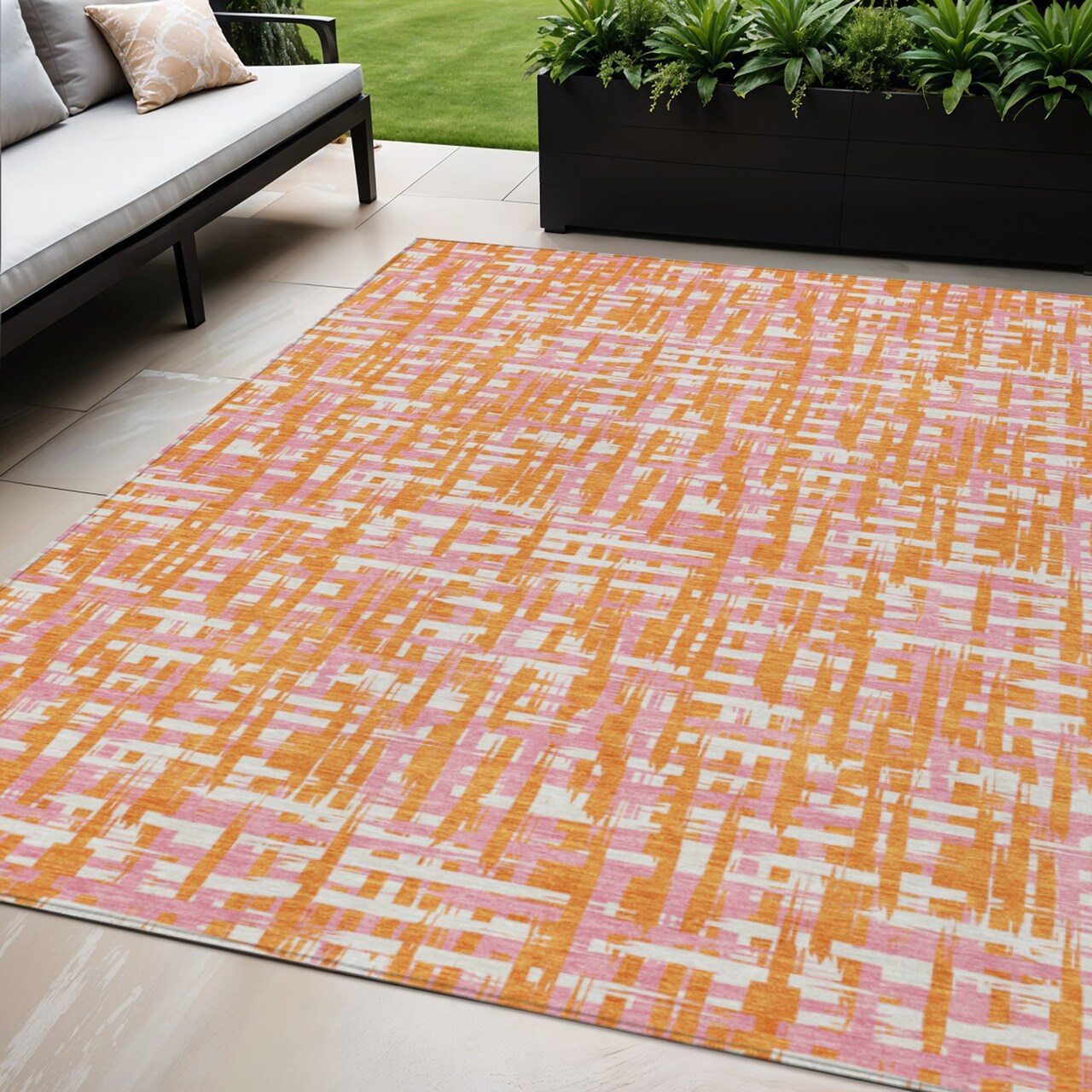 Edge Collections - 5' x 8' - Multicolor - Washable Abstract Area Rug for Indoor and Outdoor Use - 1 Piece
